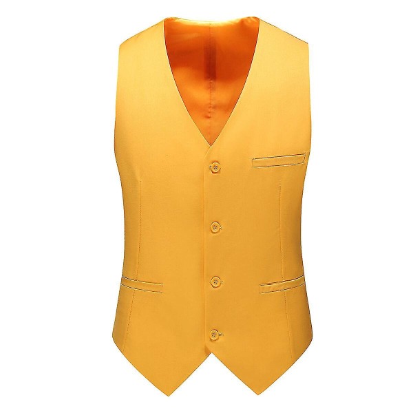 Herr bröllopsbankett formell kostym väst Business slim enfärgad väst Orange 2XL
