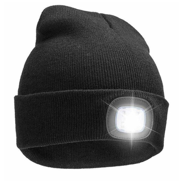 SiGN Beanie med LED-lampe USB - black