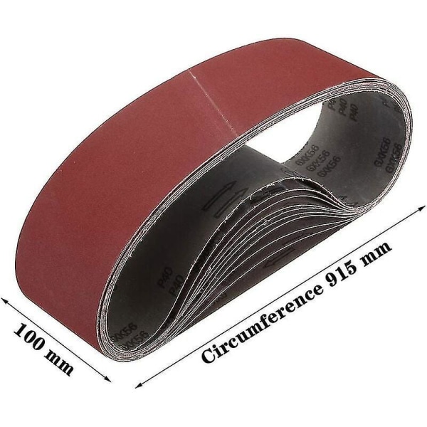 Slipband 100 X 915 Mm 80 120 150 240 400 Grov/finkornslipband för bandslipare (10 st)