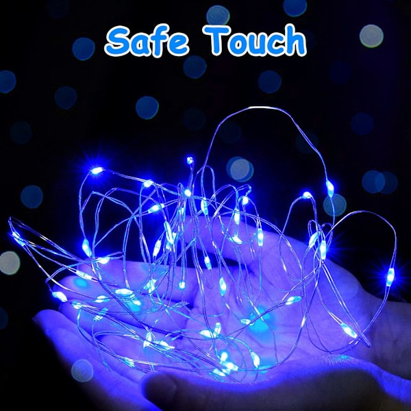 Blå eventyrlys, 3M/10ft 30LED Halloween-dekorasjonslys, oransje batteridrevne lysstrenger for Halloween, juledekorasjoner Blue