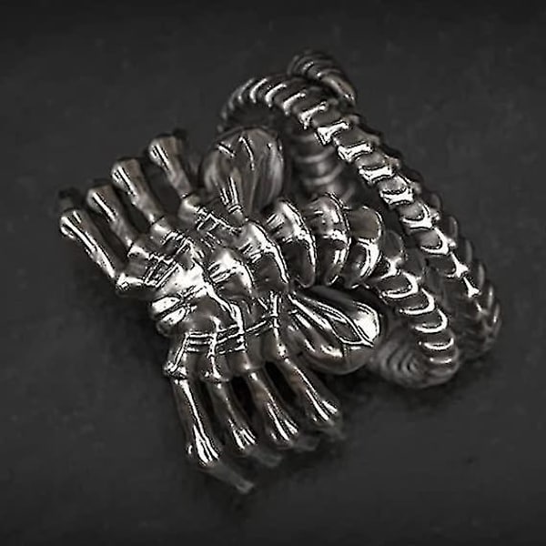 Alien Facehugger -rengas, punk-moottoripyörätyyli, liioiteltu hallitseva kallo, taikakynsirengas, ainutlaatuinen goottilainen koru, pyörivä nauharengas, 9