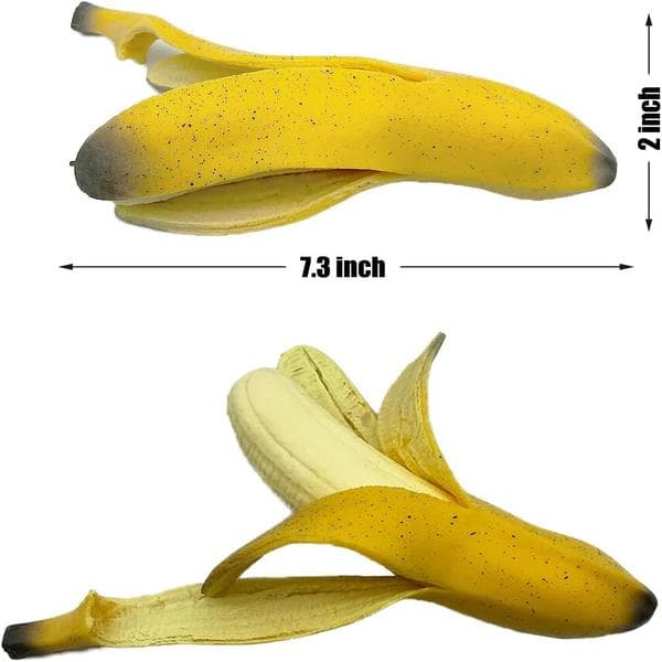 2-pak bløde bananlegetøj, simulerede bananer, bløde klemme-T