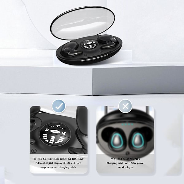 MD538 Langaton Bluetooth kuuloke Binaural In-ear Sleep Digital Display Korkea äänenlaatu Black
