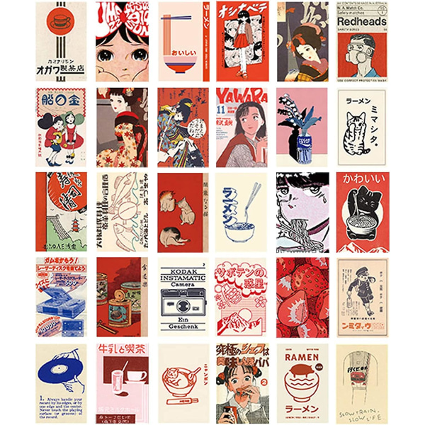 30 postikorttia, japanilainen animoitu postikortti, animoitu postikortti, vintage postikortti