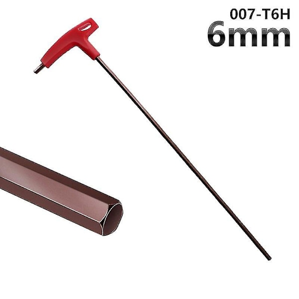 3/4/5/6/8mm Allen-nøkler Håndverktøy Sekskantsett Ekstra Lang Type Hex-nøkler Sett T-håndtak Flatt Skiftenøkkel Reparasjon 6mm