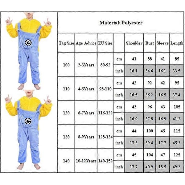 Minions Despicable Me 1Onesie Kevin All In One Børn Drenge Piger Fleece Pyjamas Nattøj Jumpsuit 2-3Years