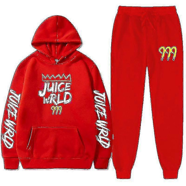 Ny Juice World Hoodie Suit Sweatshirt + Joggingbyxor Juice Wrld Trap Rap Rainbow Tomography Juice Wrld Red XL