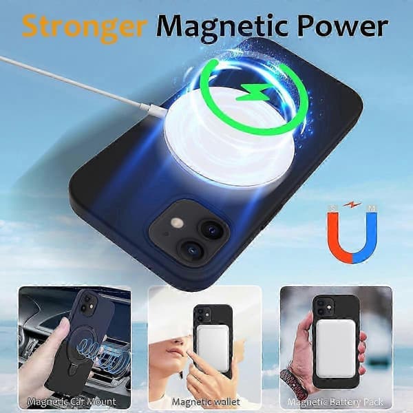 Magnetic Case for iPhone 11 with Ring Stand PC+Silicone Drop-proof Phone Case Sti Style C