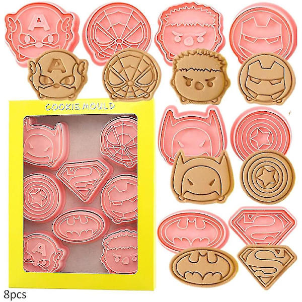 8-pak Spiderman Superman Q-version Cookie Cutters Sød superhelte-kiksform Kagefondant bagning gør-det-selv dessertformværktøj