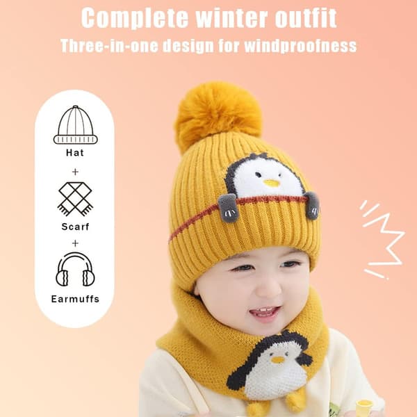 Mössa Halsduk Set Mössa Mössa Barn Vinter Baby Stickad Mössa
