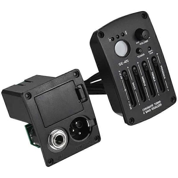 Akustisk Gitarr Förförstärkare SE-4N 4 Band EQ Equalizer Pickup Gitarr Förförstärkare Piezo Pickup med LCD-stämapparat Gitarrdelar & Tillbehör Black