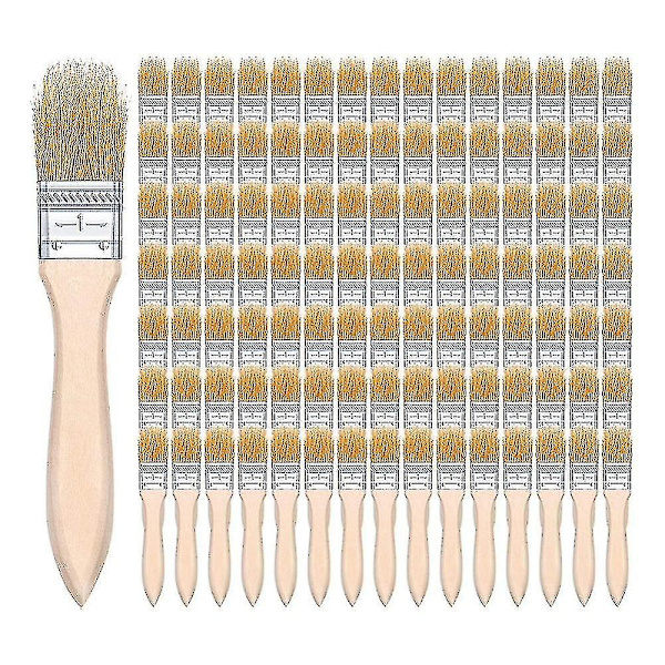 100 stk 1 tommer spånmalerbørster Bulk, lille malerpensel Murstensplet malerpensler Børstehår Træ til