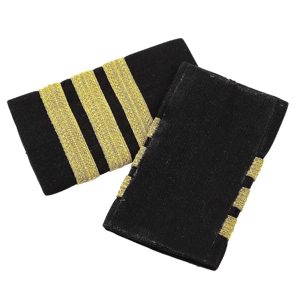 Traditionella Pilot Bar Epauletter Mode Guld Stripes Brosch Epauletter För Uniform Skjorta Professionell Shoulder Board Emblem Craft Black Gold  Four