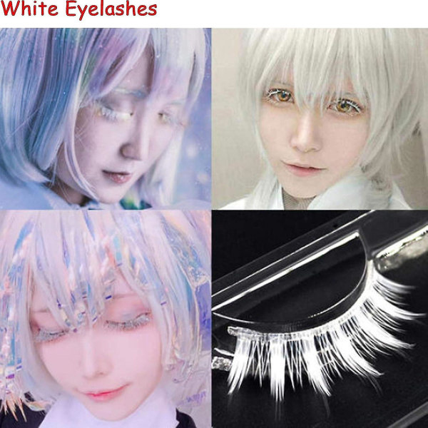 Hvide falske øjenvipper Halloween Hvide øjenvipper forlængelsesværktøjer Anime Cosplay Makeup Naturligt udseende Masquerade Party øjenvipper (hvide)