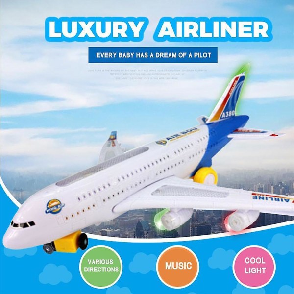 Toy Airplane Kids Electric Light & Music Airplane Airbus Bump Airplane Gift