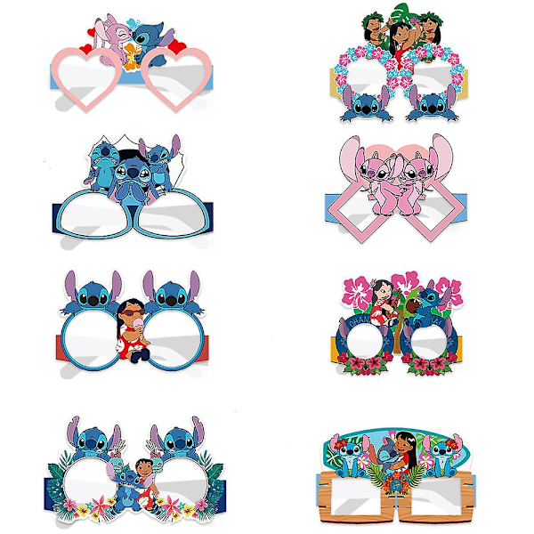 Lilo & Stitch Morsomme Festbriller Tilbehør Dekor Fotoboks Rekvisita Bursdag Bryllup Selfie Fotografering Festartikler 24Pcs