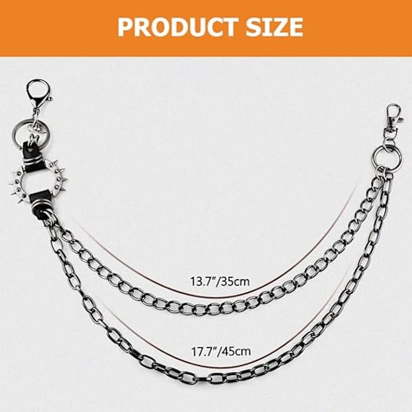 Unisex punkkedjor för byxor Motorcykel Punkbyxor Byxor Jean Wallet Chain Hip Hop Gothic Rock Nyckelring Metall Multi Layer Nyckelring