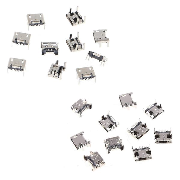 10 st Micro USB Typ B 5-stifts honkontakt SMD 4 ben 90 grader 5P