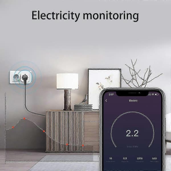 Zigbee Tuya EU Smart Plug Intelligent Stikkontakt Wifi Fjernkontroll Stemmestyring Alexa