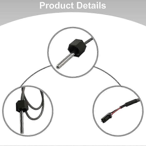 For Spa M7 Sensor 24in Temp/Høy Grense 1/4in Diameter 2 Pin - 32016 30042 30382 Spa Kontroll Spa Sensor Erstatningssett Silver