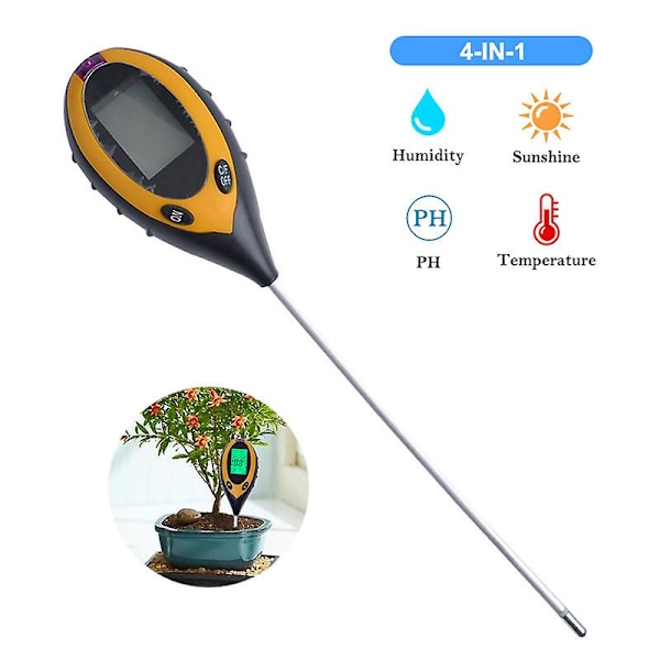 Fire-i-én jordtester, lysdetektor, jordsyremåler, PH-måler, jordfugtighedstermometer