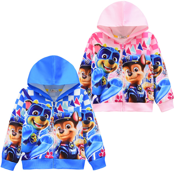 Tegnefilms børnetøjsjakke Animation digitalt tryk tøj Lynlås hætte cardigan jakke pink 120
