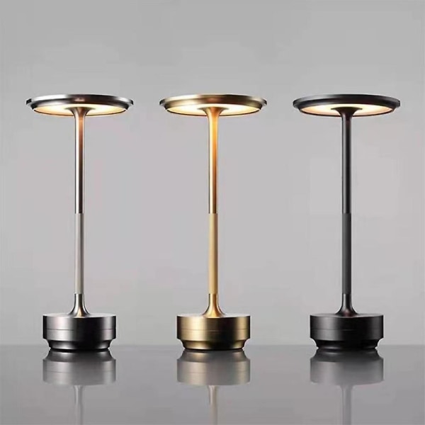 Trådløs bordlampe Dimbar vanntett metall usb oppladbare bordlamper -1 stk Gold