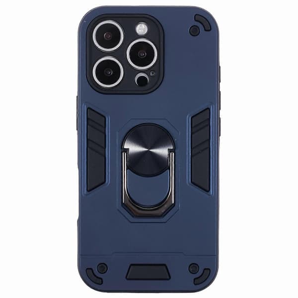 Til iPhone 16 Pro Max Cover PC+TPU Drop Defend Telefon Cover med Ring Kickstand - Grøn Multicolor Blue