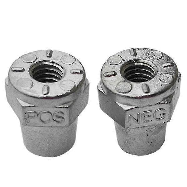 1 par 3/8 tommer hunngjenge positive negative batteripoladaptere batterikabelterminal silver