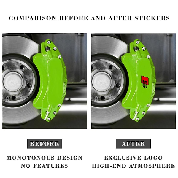 6 stk/sett Car Styling Bremsecaliper Deksel Dekorative Dekaler Klistremerke For A3 A4 A5 A6 Q3 Q5 Q7 Rs3 Rs4 Rs5 Rs6 Rs7 Sport For Quattro White