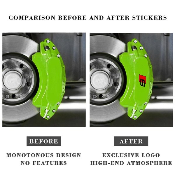 6 stk/sett Car Styling Bremsecaliper Deksel Dekorative Dekaler Klistremerke For A3 A4 A5 A6 Q3 Q5 Q7 Rs3 Rs4 Rs5 Rs6 Rs7 Sport For S White