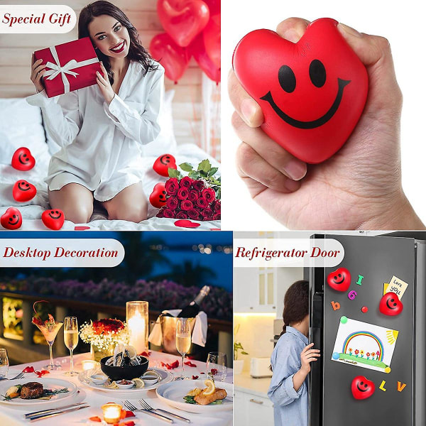 12stk 's Day Heart Stress Balls, røde Smile Squeeze Balls, hjerteformede skumballer og voksne