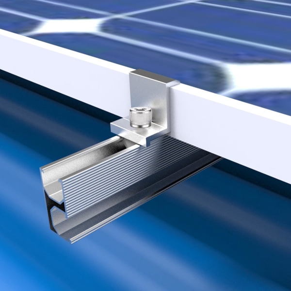 Solpanelbeslag Sæt med 12, Solpanelbeslag til solcellepanel, Justerbare Solar Rail End-terminaler - Fotovoltaisk beslag (35 mm)