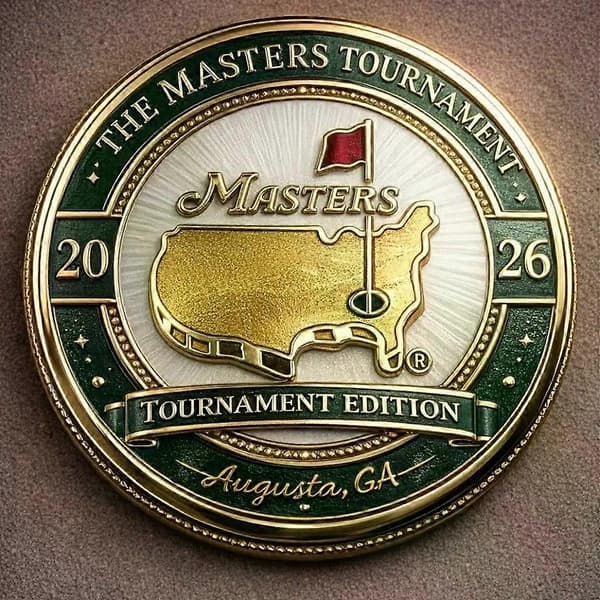 Mindesmønt og boldmarkør med magnet fra golfturnering 2pcs