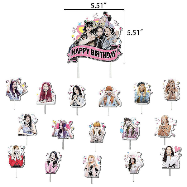 Blackpink Tema Fødselsdagsfest Dekorationer Sæt, Banner Balloner Kage Topper Festartikler Til Børn