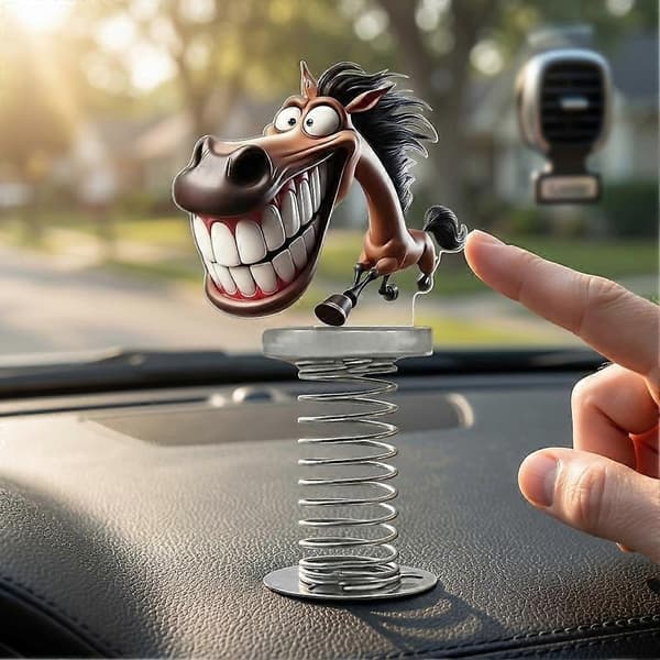 Akryl Fjærstil Pynt - Morsom Bobble Head Bil Dashbord Dekor A 1pcs