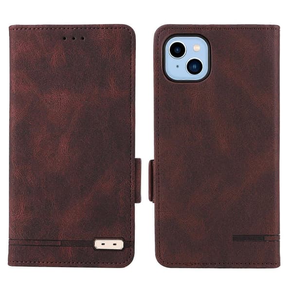 Magnetiskt läderfodral till iPhone 14 Plus Brown