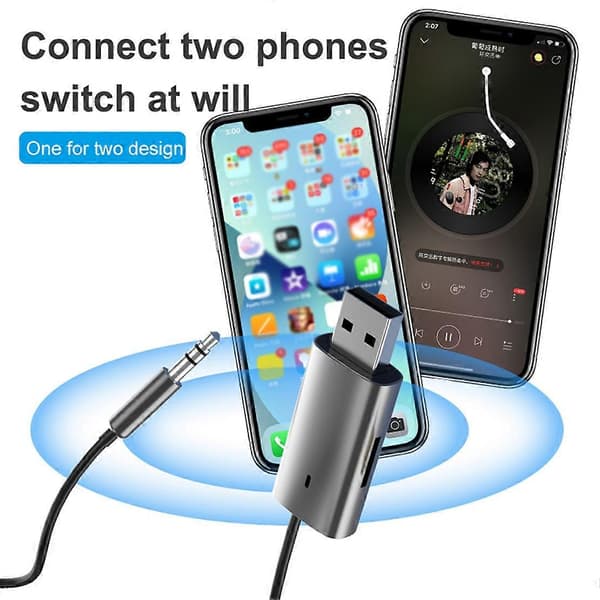 M01 Bluetooth Audio Receiver Bluetooth 3.5 Audio Receiver 5.1 HD Call AUX Adapter Støtte TF-kort Silver