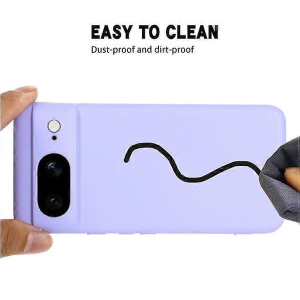Kompatibel med Google Pixel 8 Anti-Fingeravtryck Mobilskal Flytande Silikon+Mjukt Foder Telefonfodral Baksida Purple