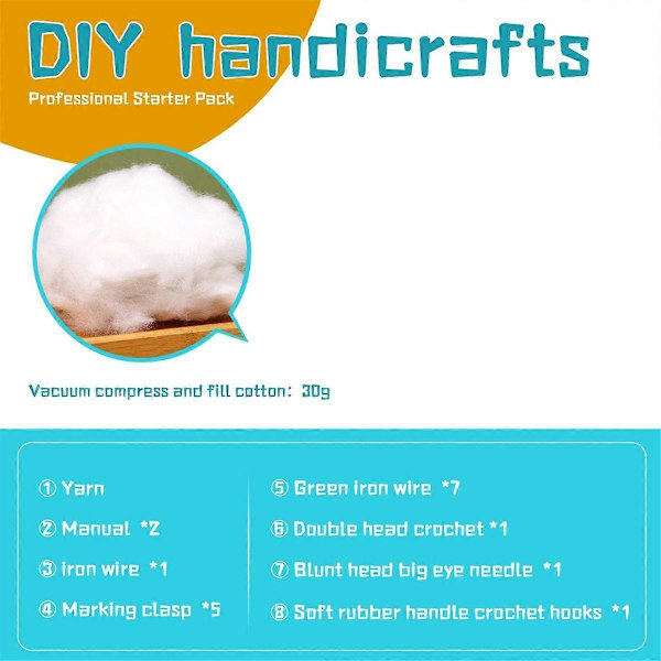Komplett virkningskit för nybörjare, DIY solros virkningskit med stickmarkörer Lätt garnboll As Shown