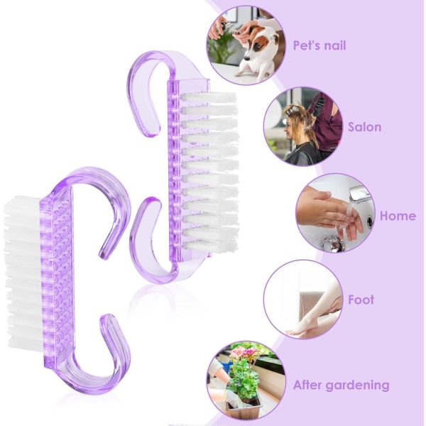 8 stk. Neglerensebørste med håndtag, fingernegleskrubbe-rensebørster Manicure støvbørste Pedicure-skrubbeværktøj til tæer og negle