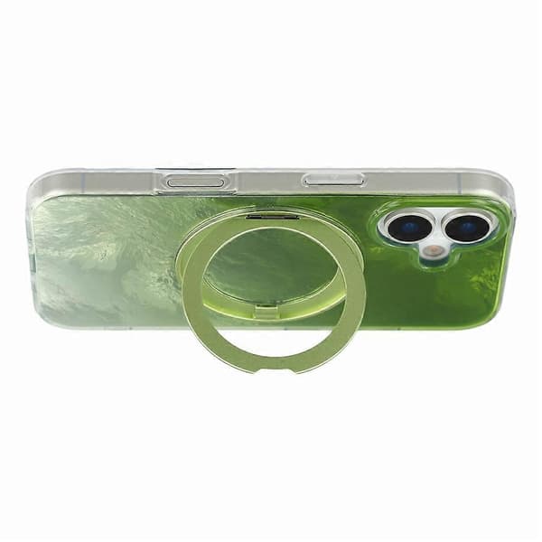Kompatibel med iPhone 17-deksel Roterende ringstativ Aurora Gradient TPU Støtsikkert telefondeksel Green