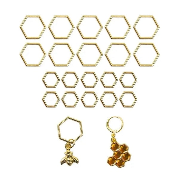 Hexagon Bee Hängen Stickmarkörer Guldfärg Virkad låsnål Klämma Stickverktyg Sömnad Gold