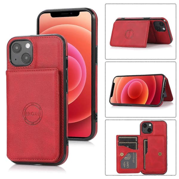 Pehmeä Magneettikorttitasku iPhone 14 -puhelimelle Red