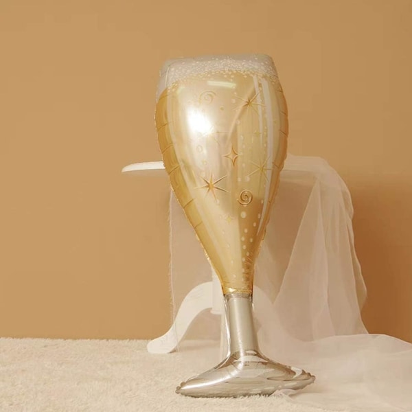 Champagne Glas Ballon Mylar Folieballoner Fødselsdag Forlovelse Bachelorette Party Brudebruser Bryllup Fest Jubilæums Dekorationer 4 stk