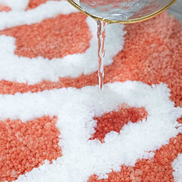 Bademåtte Peachy Coral Pink, Skridsikker Fodmåtte Peach Badeværelsesmåtter og -måtte Sød Tegneserie Bademåtte Vaskbar Skridsikker Fodmåtte Absorberende Badekar Måtte (55x63