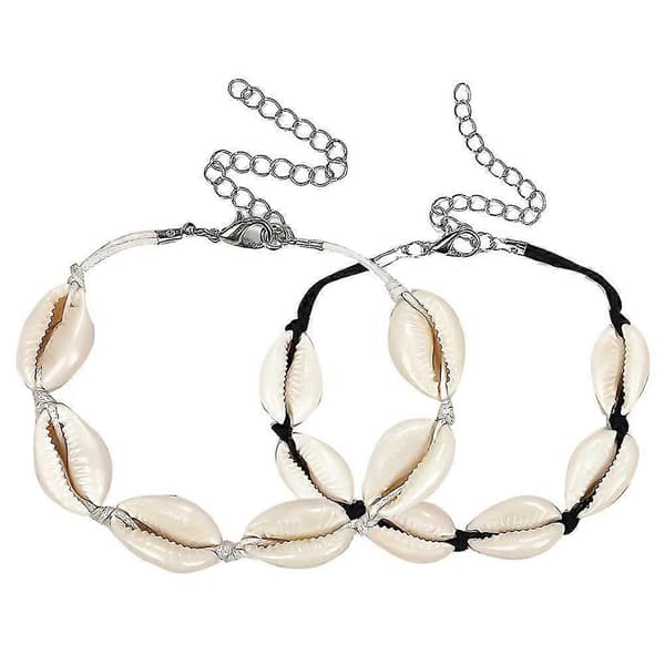 Bøhmisk Cowrie Shell Charm Vævet Armbånd Kvinder Justerbar Bangle Smykker Gave White