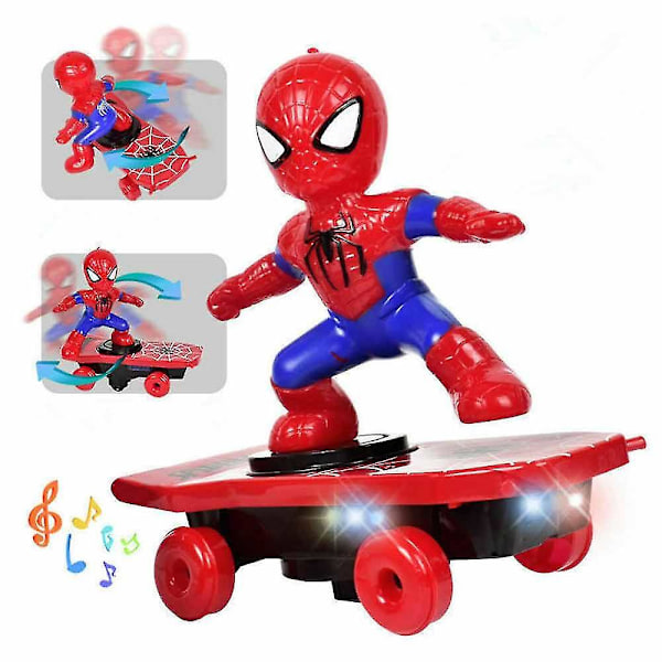 Elektrisk Spiderman Scooter Skateboard Børnelegetøj Med Lys Musik 360 Tumbler S35