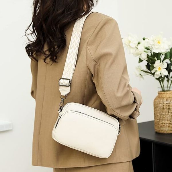Crossbody-taske til kvinder, lille, skuldertaske til kvinder med bred rem, moderne justerbar rem, håndtasker i læder med lynlås