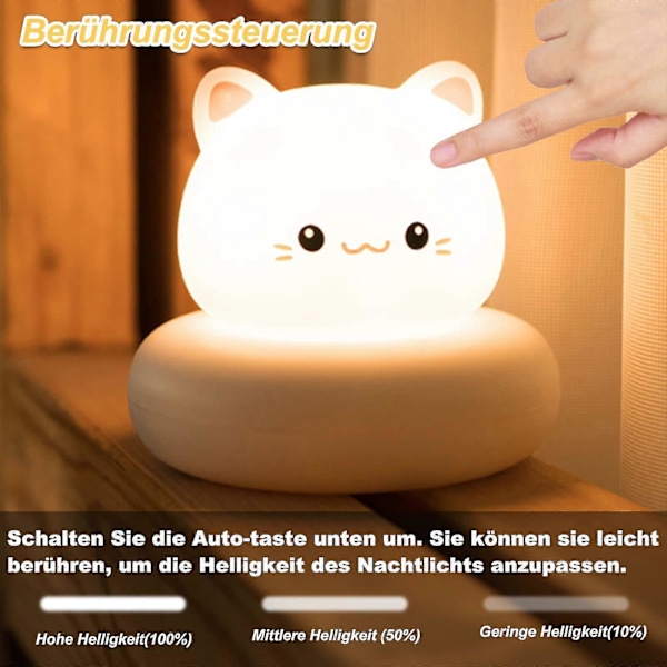 Børnenatlampe, LED Natlampe, Babyværelse Dekoration, Sengelampe, Dæmpbar Touch USB Børnelampe